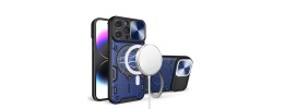 For iPhone 15 Pro Magnetic Ring Stand Classic Design FULL Camera Protection Hybrid Case - Blue