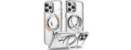 For iPhone 15 Pro Magnetic Ring Stand Square Passion Hearts Glitter Case Cover - Silver