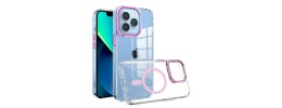 For iPhone 15 Pro Matching Clear Transparent Circle Design Case Cover - Light Pink