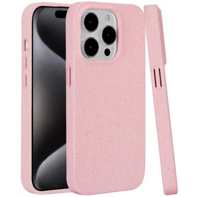 For iPhone 15 Pro Max METKASE Bio-Degradable [WHEAT FIBER MATERIAL] Design Case - Pink