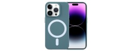 For iPhone 15 Pro Max METKASE Boundless Liquid Silicone [Magnetic Circle] Thick Lined Design Hybrid Case - Cyan