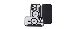 For iPhone 15 Pro Max METKASE Folio Transparent [Magnetic Ring] Flap Premium Hybrid Case - Black
