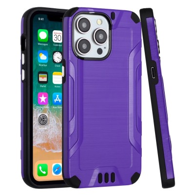 For iPhone 15 Pro Max METKASE Strong Tough Metallic Design Hybrid in Premium Slide-Out Package - Dark Purple