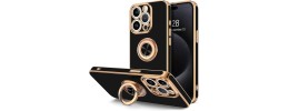 For iPhone 15 Pro Max Magnetic Circle Kickstand Exclusive Brushed Hybrid - Rose Gold