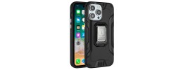 For iPhone 15 Pro Max Strong Tough Metallic Design Hybrid - Black
