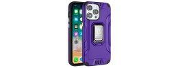 For iPhone 15 Pro Max Strong Tough Metallic Design Hybrid - Dark Purple