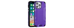 For iPhone 15 Pro Max Strong Tough Metallic Design Hybrid Premium Kicstand - Dark Purple