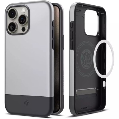 For iPhone 15 Pro Max Strong Tough Metallic Design Hybrid - Silver