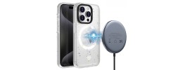 For iPhone 15 Pro Max / Ultra METKASE Basic Transparent [Magnetic Circle] Premium Hybrid - Glitter Clear