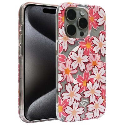 For iPhone 15 Pro Max / Ultra METKASE Floral Design [Magnetic Circle] Transparent Hybrid - Bauhinia Orchid