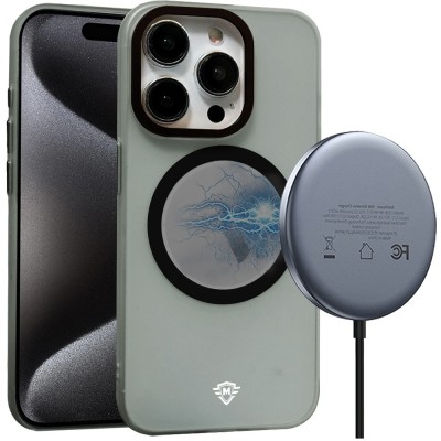 For iPhone 15 Pro Max / Ultra METKASE Iridescent Spots [Magnetic Circle] Hybrid - Dark Blue+iridescent Spots