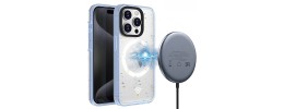 For iPhone 15 Pro Max / Ultra METKASE Iridescent Spots [Magnetic Circle] Hybrid - Pink+iridescent Spots