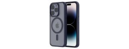 For iPhone 15 Pro Max / Ultra METKASE Transparent [Magnetic Circle] Simplistic Hybrid - Blue