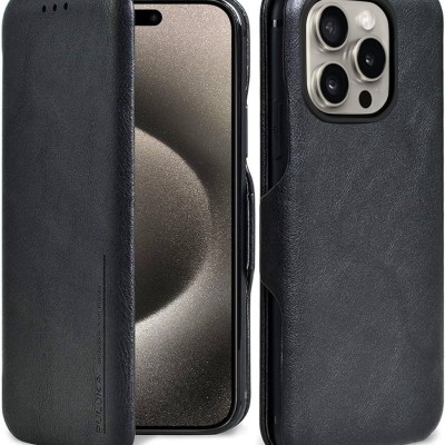For iPhone 15 Pro PU Leather Window Flap Case with Cover - Black
