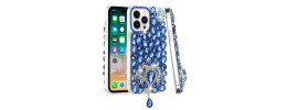 For iPhone 15 Pro Party Diamond Bumper Bling Hybrid Case Cover - Blue