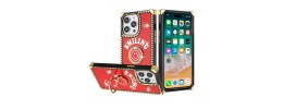 For iPhone 15 Pro Passion Square Hearts Smiling Diamond Ring Stand Case Cover - Red