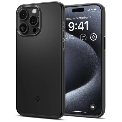 For iPhone 15 Pro Premium LIQUID Silicone with Metal Buttons and Camera Edges Case Cover - Black