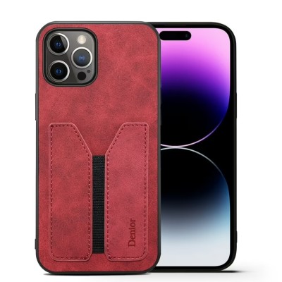 For iPhone 15 Pro Retro Wallet Card Holder Case Cover - Red