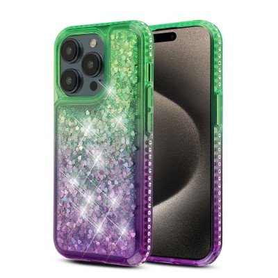 For iPhone 15 Pro Rhombus Bling Glitter Diamond Case Cover - Green