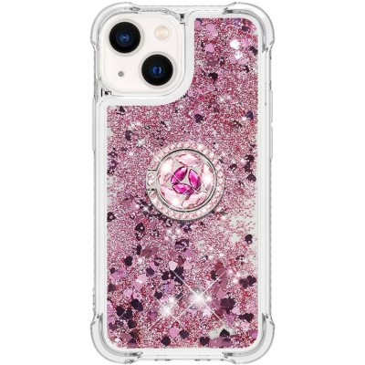 For iPhone 15 Pro Rhombus Bling Glitter Diamond Case Cover - Rose Pink