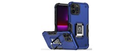 For iPhone 15 Pro Ring Magnetic Kickstand Hybrid Case Cover - Blue