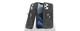 For iPhone 15 Pro Robust Magnetic Kickstand Hybrid Case Cover - Black