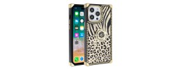 For iPhone 15 Pro SQUARE Passion Glitter Diamond Ring Stand Case Cover - Heart Design Gold