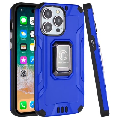 For iPhone 15 Pro Strong Tough Metallic Design Hybrid - Dark Blue