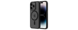 For iPhone 15 Pro Transparent Clear Hybrid with Matching Metal Buttons and Camera Protection - Black