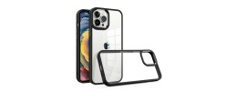 For iPhone 15 Pro Transparent Glitter 2.0mm Thick Hybrid Case Cover - Black
