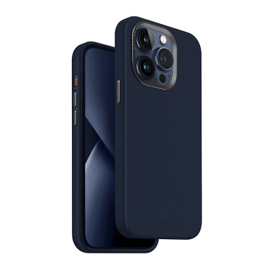 For iPhone 15 Pro Ultimate Quality PU Leather Hybrid Case Cover - Navy Blue