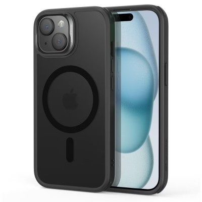 For iPhone 15 Rank [Magnetic Circle] Tough Strong Modern Fused Hybrid - Black