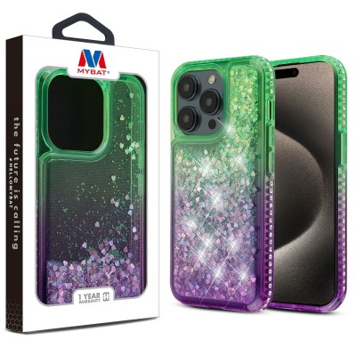 For iPhone 15 Rhombus Bling Glitter Diamond Case Cover - Green