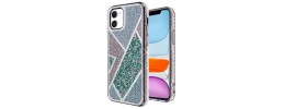 For iPhone 15 Rhombus Bling Glitter Diamond Case Cover - Rose Pink