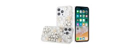 For iPhone 15 Rose Flower Full Diamond Bling Stones - Green
