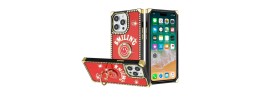 For iPhone 15 SQUARE Passion Glitter Diamond Ring Stand Case Cover - Heart Design Red