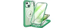 For iPhone 15 Splendid Floral Designs with Metal Camera and Buttons with Butterfly Ring Stand Hybrid Case - Light Green