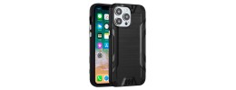 For iPhone 15 Strong Tough Metallic Design Hybrid - Black