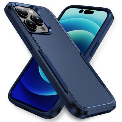 For iPhone 15 Strong Tough Metallic Design Hybrid - Dark Blue