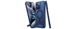For iPhone 15 Strong Tough Metallic Design Hybrid Premium Kicstand - Dark Blue