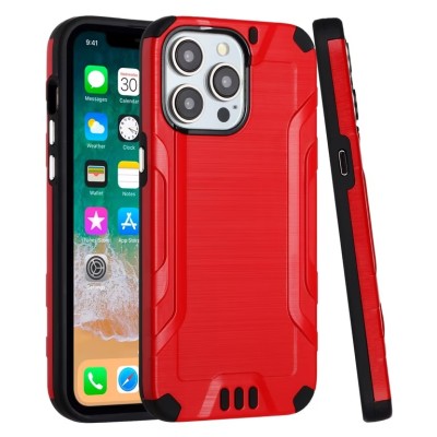 For iPhone 15 Strong Tough Metallic Design Hybrid - Red