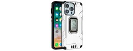 For iPhone 15 Strong Tough Metallic Design Hybrid - Silver