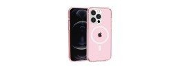 For iPhone 15 Sturdy Ultra [Magnetic Circle] Thick 3mm Transparent Hybrid - Pink