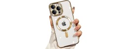 For iPhone 15 Transparent Clear Hybrid with Matching Metal Buttons and Camera Protection - Rose Gold
