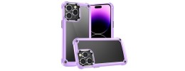 For iPhone 15 Ultimate CaseX Transparent Hybrid Case with Metal Buttons And Camera Edges - Light Purple