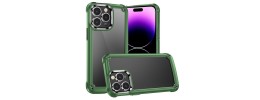 For iPhone 15 Ultimate CaseX Transparent Hybrid Case with Metal Buttons And Camera Edges - Might Green