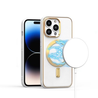 For iPhone 15 Ultimate Quality PU Leather Hybrid Case Cover - White