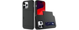 For iPhone 15 Wallet ID Card Holder Case Cover - Black
