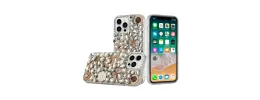 For iPhone 15 Full Diamond with Ornaments Case Cover - Crystal Five Ornament Floral