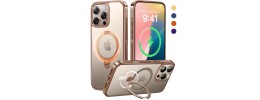 For iPhone 16 6.1 inch CHIEF Oil Painted Magnetic Ring Stand Hybrid Case Cover - Rose Gold